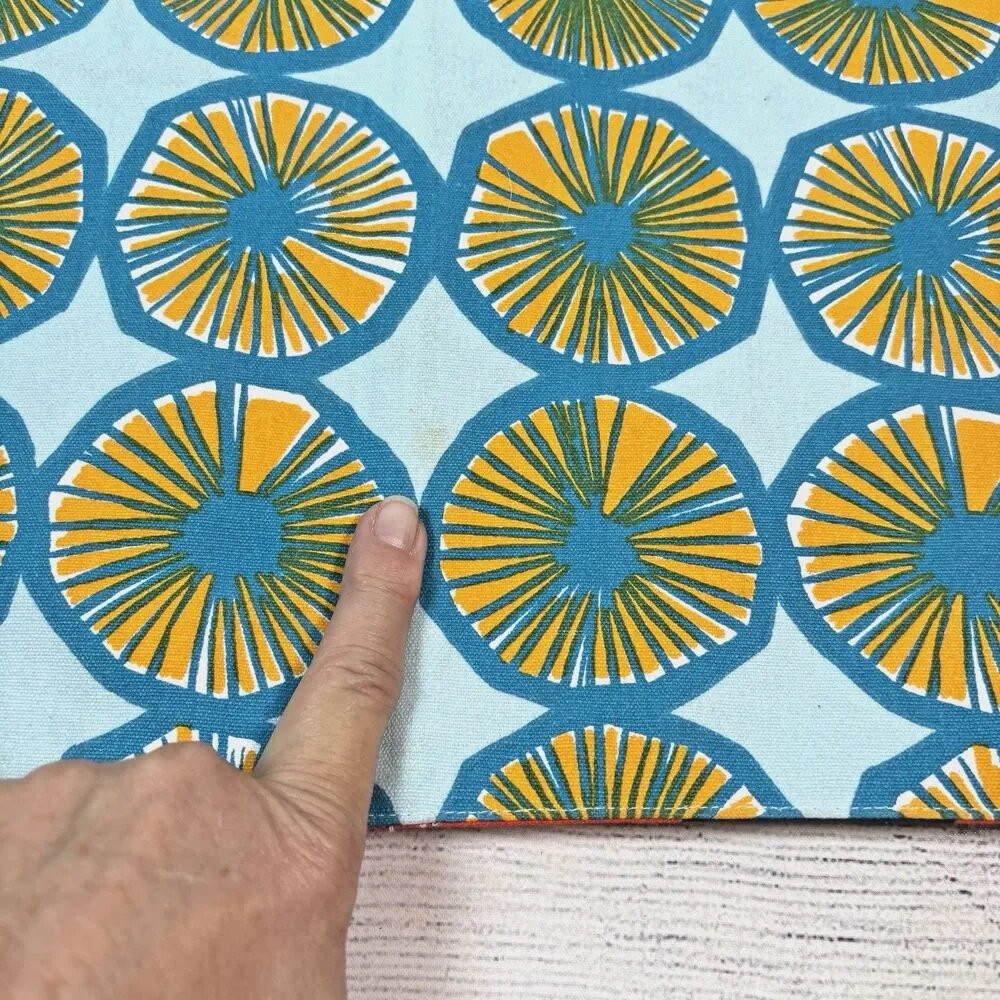 Marimekko Reversible Floral Placemats Set 4 Blue Mod Retro Bright Colorful 14x19